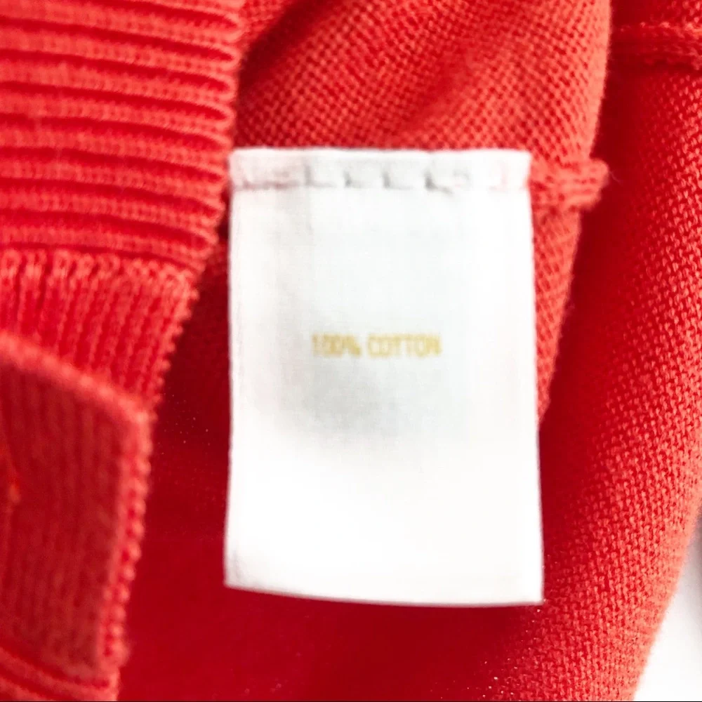 NEW Kate Spade Tomato Red Sophronits Genevieve Cotton Cardigan M - Picture 8 of 10